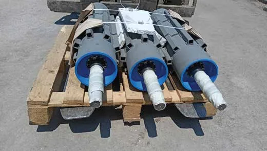 Coated rollers fully manufactured and ready for dispatch